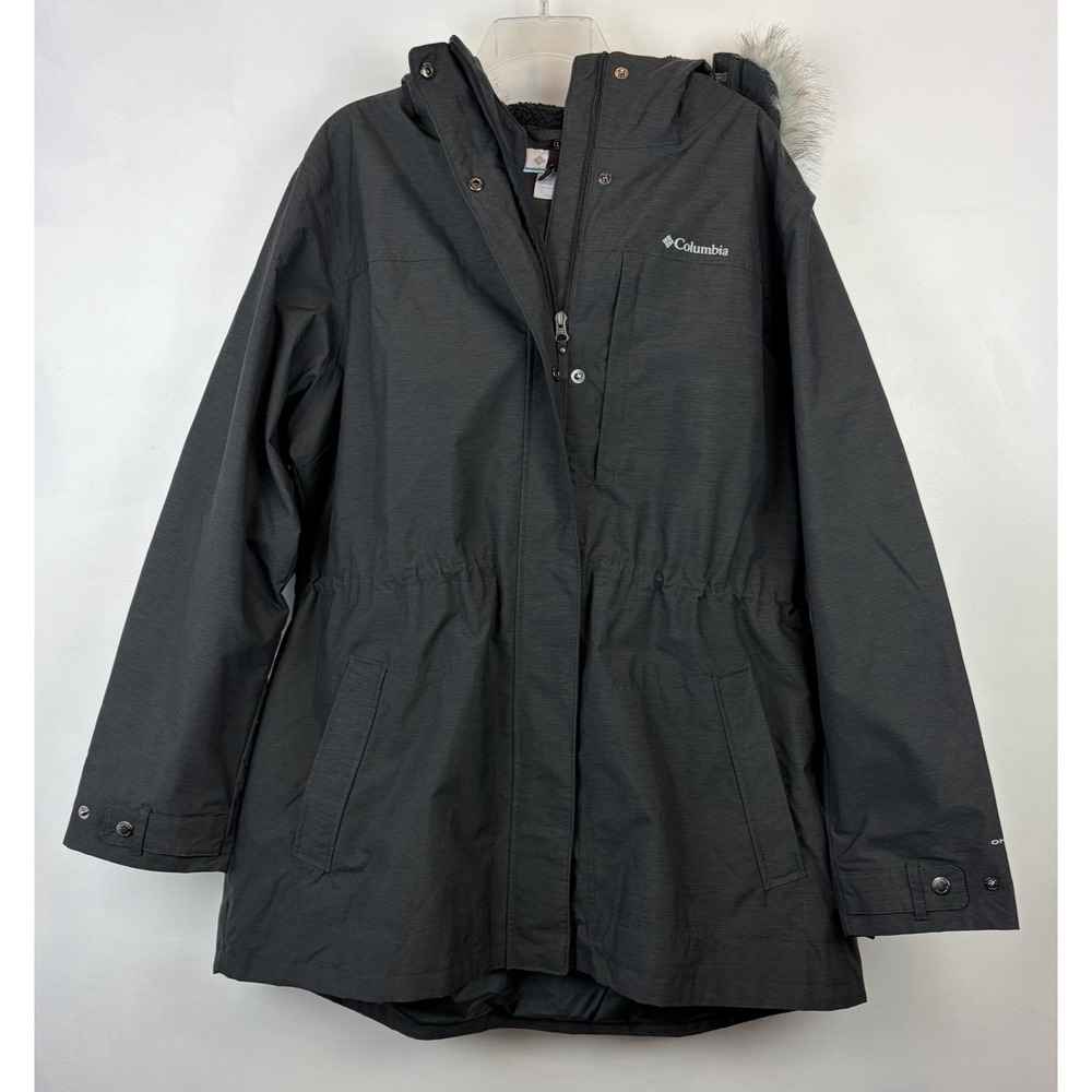Columbia Suttle Mountain Jacket Womens XXL Faux Fur Trimmed Black Ski Snowboard